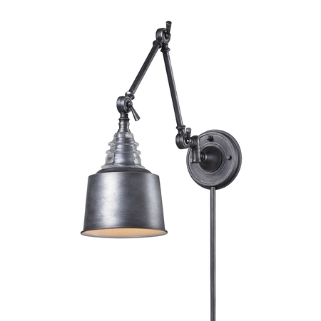 ELK LIGHTING Insulator Glass 1-Light Swingarm Wall Lamp in Weathered Zinc 66825-1